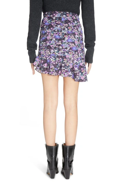 Shop Isabel Marant Milendi Floral Print Asymmetric Stretch Silk Skirt In Ultra Violet