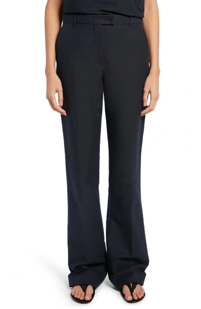 Shop The Row Shanon Flat Front Cotton Trousers In Navy