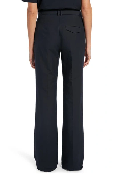 Shop The Row Shanon Flat Front Cotton Trousers In Navy