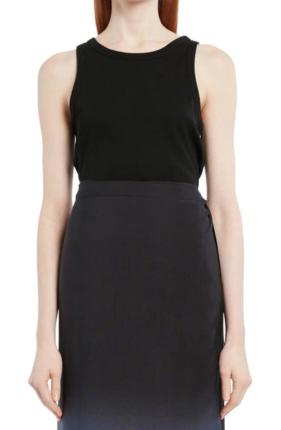 Shop The Row Frankie Rib Organic Cotton Tank Top In Black