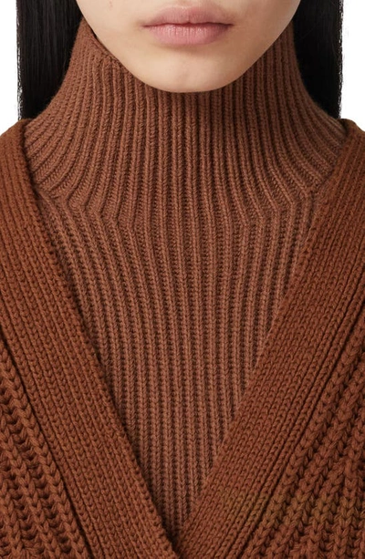 Shop Burberry Karine Kissing Check Cashmere & Cotton Long Cardigan In Dark Birch Brown