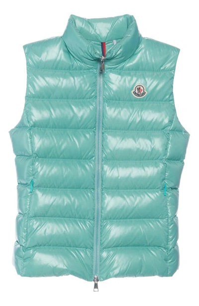 Shop Moncler Ghany Nylon Laqué Down Puffer Vest In Mint Green