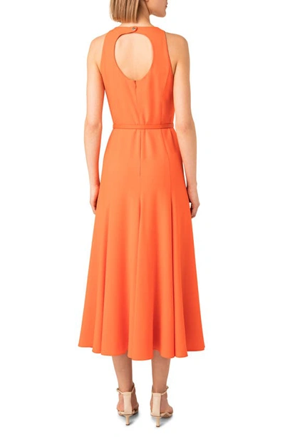 Shop Akris Punto Back Cutout Belted Midi Dress In Orange