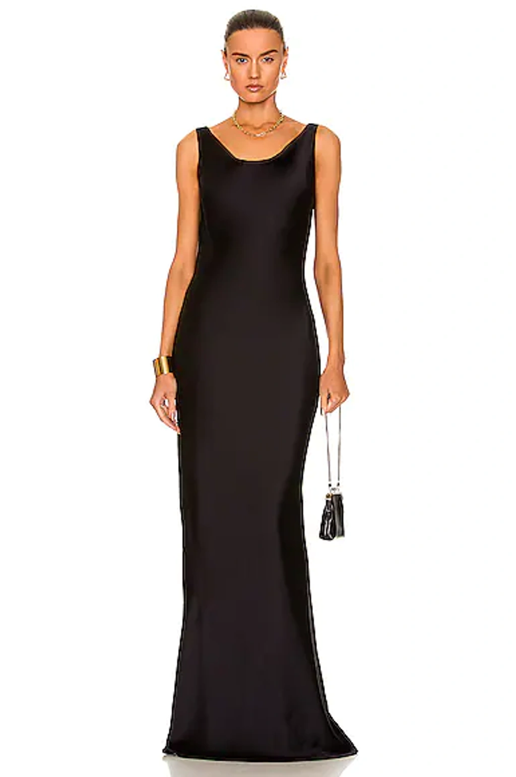 norma kamali maria cowl-neck satin maxi dress Norma Kamali Maria Gown