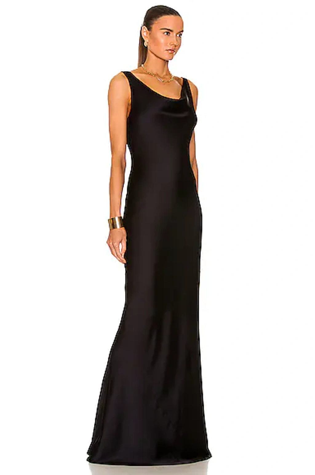 norma kamali maria cowl neck satin maxi dress NORMA KAMALI Maria Satin Gown, Baby, Large