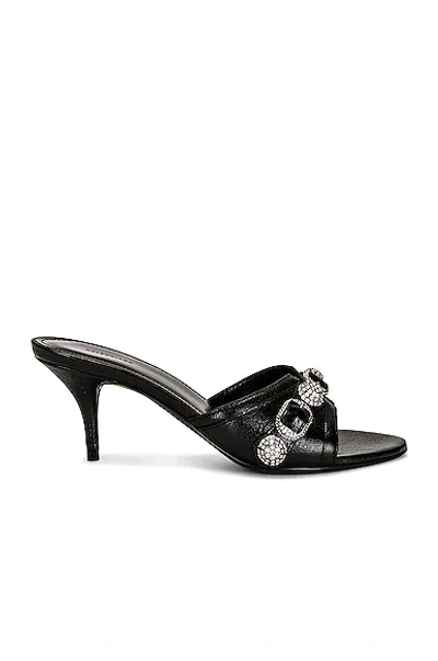 Shop Balenciaga Cagole Sandals In Black & Nickel Strass