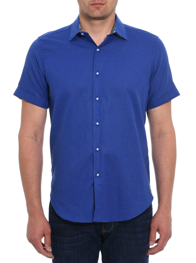 Shop Robert Graham Cedar Walk Short Sleeve Button Down Shirt In Sapphire