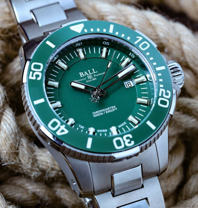 Pre-owned Ball Ø 42mm Engineer Hydrocarbon Deepquest Ceramic Dm3002a-s4cj-gr Cosc,green