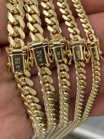 Pre-owned Silver Men's Solid 10k Yellow Gold Miami Cuban Link Chain Or Bracelet Box Lock Necklace