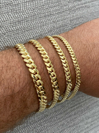 Pre-owned Silver Men's Solid 10k Yellow Gold Miami Cuban Link Chain Or Bracelet Box Lock Necklace