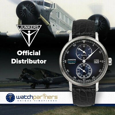 Pre-owned Junkers Expedition South America Swiss Regulateur Auto Watch Blue Dial 6512-3