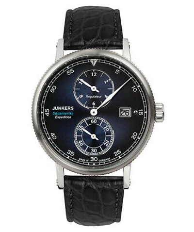 Pre-owned Junkers Expedition South America Swiss Regulateur Auto Watch Blue Dial 6512-3