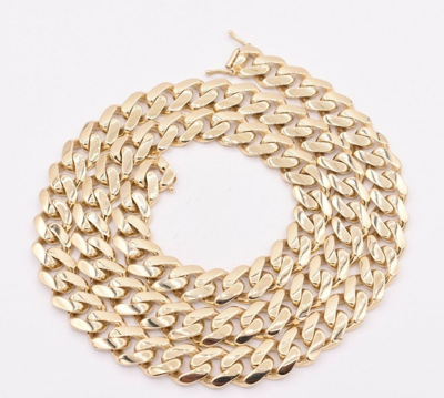 Pre-owned Bayam 11mm Mens Miami Cuban Royal Link Chain Necklace Box Clasp Real 10k Yellow Gold In 20"