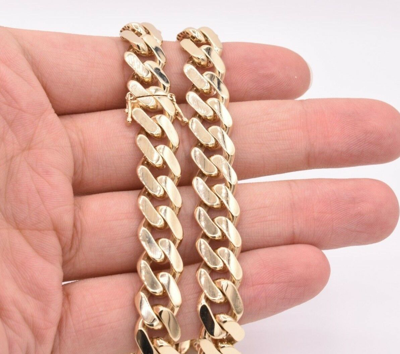 Pre-owned Bayam 11mm Mens Miami Cuban Royal Link Chain Necklace Box Clasp Real 10k Yellow Gold In 20"