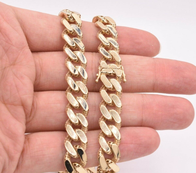 Pre-owned Bayam 11mm Mens Miami Cuban Royal Link Chain Necklace Box Clasp Real 10k Yellow Gold In 20"