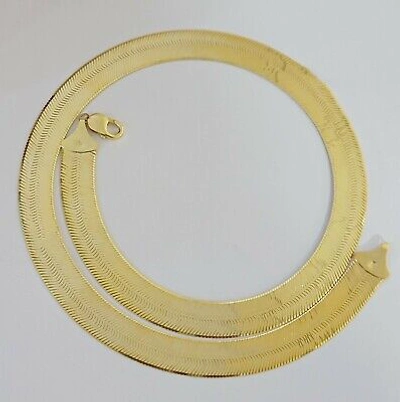 Pre-owned My Elite Jeweler Real 10k Gold Herringbone Chain Necklace 15mm 18"-24" 10kt Yellow Gold Solid
