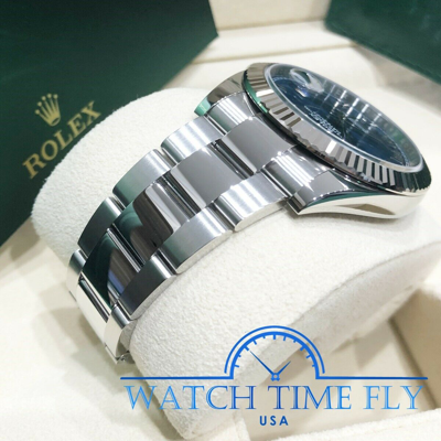 Pre-owned Rolex 126334 Datejust 41 Fluted Bezel Blue Roman Dial Oyster Bracelet Stainless