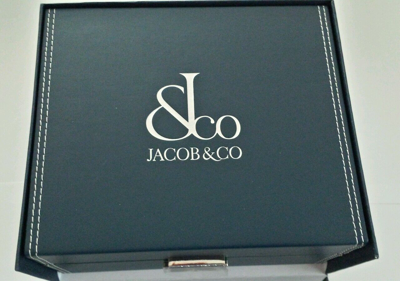 Pre-owned Jacob & Co. 40mm Jcm127 5time Zone S. Steel Watch W. 2ct Diamond Bezel & Jc Strap
