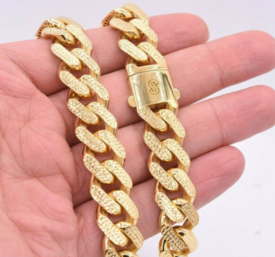 Pre-owned Bayam 15mm Mens Miami Cuban Diamond Cut Royal Link Chain Necklace Real 10k Yellow Gold In 24"