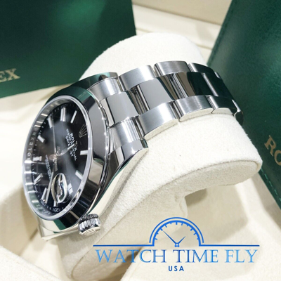 Pre-owned Rolex 126300 Datejust 41 Oyster Bracelet Black Index Stainless Steel Smooth Bezel