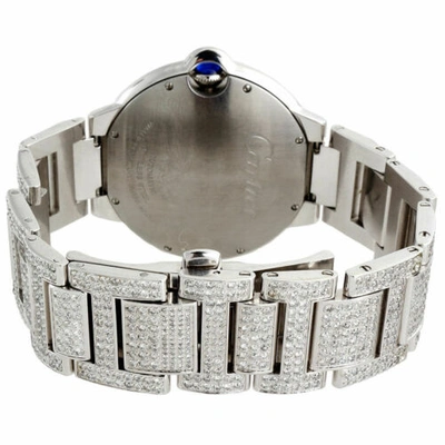 Pre-owned Cartier Mens Ballon Bleu De  Large Fully Loaded Diamond 42mm Watch 14.50 Ct. In White