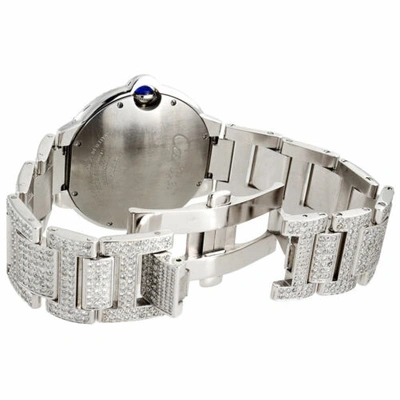 Pre-owned Cartier Mens Ballon Bleu De  Large Fully Loaded Diamond 42mm Watch 14.50 Ct. In White