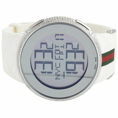 Pre-owned Gucci Brand Mens Diamond  Watch I  Digital White Band Ya114214 2.5 Ct. In I - J