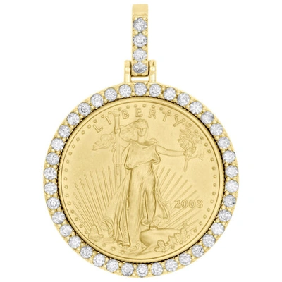 Pre-owned Jfl Diamonds & Timepieces 22k American Eagle Gold Coin 1/2 Oz. & 10k Diamond Mounting Pendant 2.25 Ct. In White