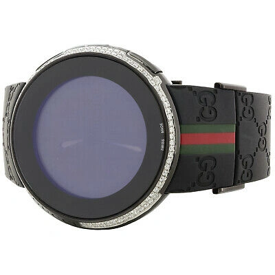 Pre-owned Gucci Mens Black Casing Ya114207 Custom Digitai I  White Diamond Watch 2.50 Ct.