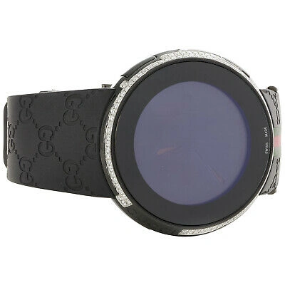 Pre-owned Gucci Mens Black Casing Ya114207 Custom Digitai I  White Diamond Watch 2.50 Ct.