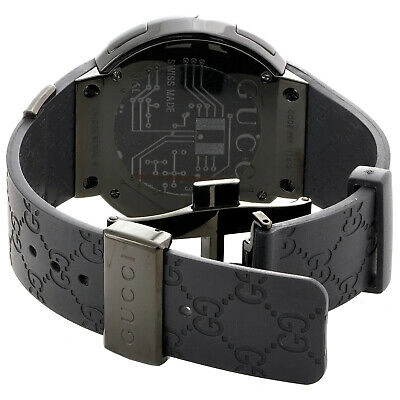 Pre-owned Gucci Mens Black Casing Ya114207 Custom Digitai I  White Diamond Watch 2.50 Ct.