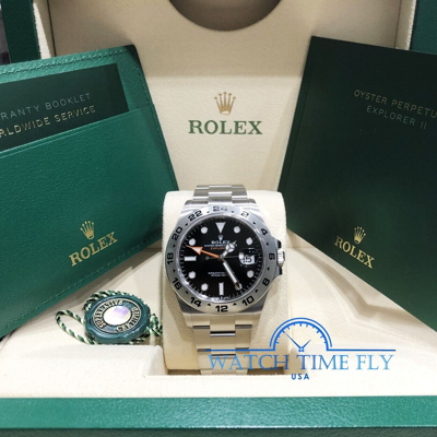 Pre-owned Rolex 226570 Oyster Perpetual Explorer Ii Watch Black Dial Oyster Bracelet 42mm