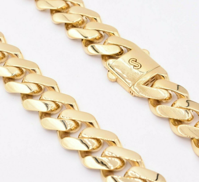Pre-owned Bayam 17mm Mens Miami Cuban Royal Link Chain Necklace Box Clasp Real 10k Yellow Gold In 24"