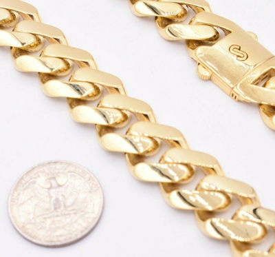 Pre-owned Bayam 17mm Mens Miami Cuban Royal Link Chain Necklace Box Clasp Real 10k Yellow Gold In 24"