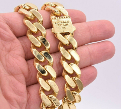 Pre-owned Bayam 17mm Mens Miami Cuban Royal Link Chain Necklace Box Clasp Real 10k Yellow Gold In 24"