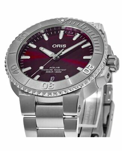 Pre-owned Oris Aquis Date Red Cherry Dial Men's Watch 01 733 7766 4158-07 8 22 05peb