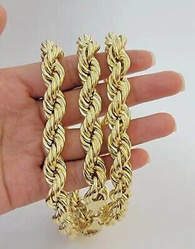 Pre-owned My Elite Jeweler Real 10k Gold Rope Chain Mens Necklace 12mm 22" 24" 26" 28" 30" 10kt Yellow Gold