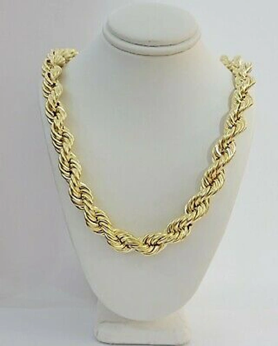 Pre-owned My Elite Jeweler Real 10k Gold Rope Chain Mens Necklace 12mm 22" 24" 26" 28" 30" 10kt Yellow Gold