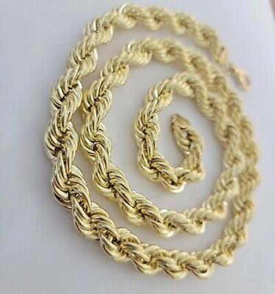 Pre-owned My Elite Jeweler Real 10k Gold Rope Chain Mens Necklace 12mm 22" 24" 26" 28" 30" 10kt Yellow Gold