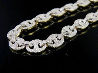 Pre-owned Jewelry Unlimited Men's 10k Yellow Gold Genuine Diamond Puff Mariner Gg Chain Necklace 11 1/2ct... In H-i