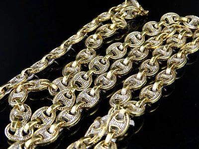 Pre-owned Jewelry Unlimited Men's 10k Yellow Gold Genuine Diamond Puff Mariner Gg Chain Necklace 11 1/2ct... In H-i