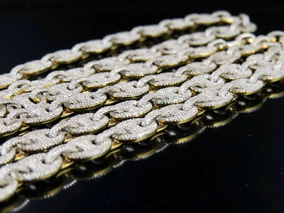 Pre-owned Jewelry Unlimited Men's 10k Yellow Gold Genuine Diamond Puff Mariner Gg Chain Necklace 11 1/2ct... In H-i