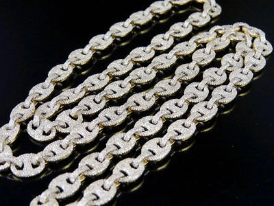 Pre-owned Jewelry Unlimited Men's 10k Yellow Gold Genuine Diamond Puff Mariner Gg Chain Necklace 11 1/2ct... In H-i