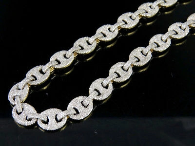 Pre-owned Jewelry Unlimited Men's 10k Yellow Gold Genuine Diamond Puff Mariner Gg Chain Necklace 11 1/2ct... In H-i