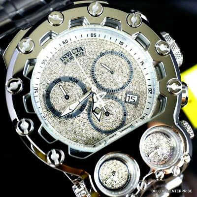 Pre-owned Invicta Bolt Magnum Tria 2.5 Ctw Diamond Steel Swiss Chronograph 52mm Watch
