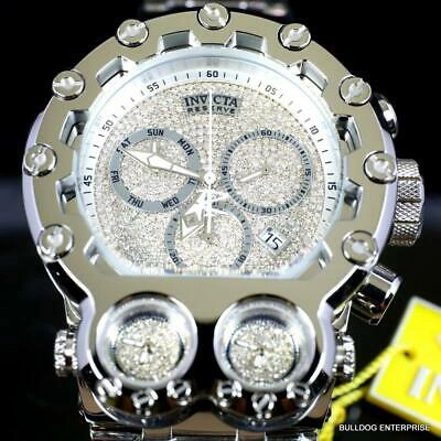 Pre-owned Invicta Bolt Magnum Tria 2.5 Ctw Diamond Steel Swiss Chronograph 52mm Watch