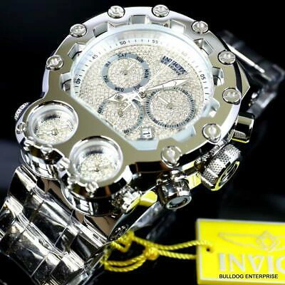 Pre-owned Invicta Bolt Magnum Tria 2.5 Ctw Diamond Steel Swiss Chronograph 52mm Watch