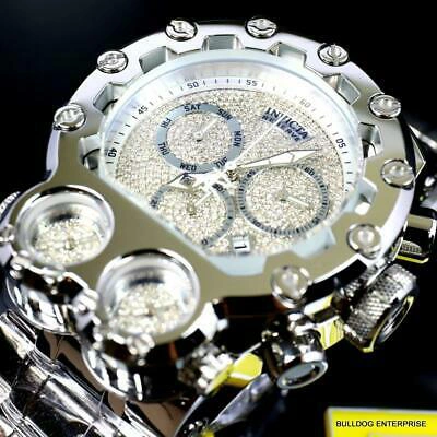 Pre-owned Invicta Bolt Magnum Tria 2.5 Ctw Diamond Steel Swiss Chronograph 52mm Watch