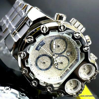 Pre-owned Invicta Bolt Magnum Tria 2.5 Ctw Diamond Steel Swiss Chronograph 52mm Watch