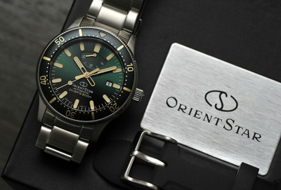 Pre-owned Orient Star Re-au0307e Diver 200m Green Sapphire Crystal Extra Strap Japan Made